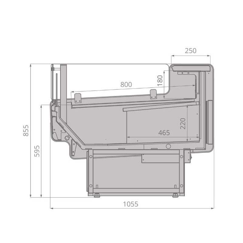 картинка Витрина холодильная Brandford AURORA Slim SQ открытый угол 90 вентилируемая SELF