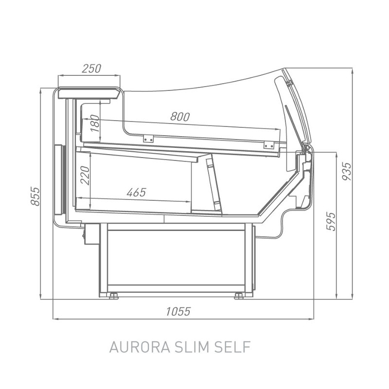 картинка Витрина холодильная Brandford AURORA Slim 125 вентилируемая SELF