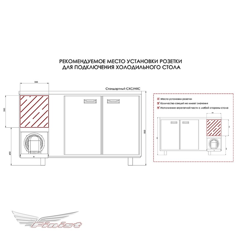 картинка Холодильный стол для пиццы FINIST СХСпцб-700-1 с бортом 900x700x1050