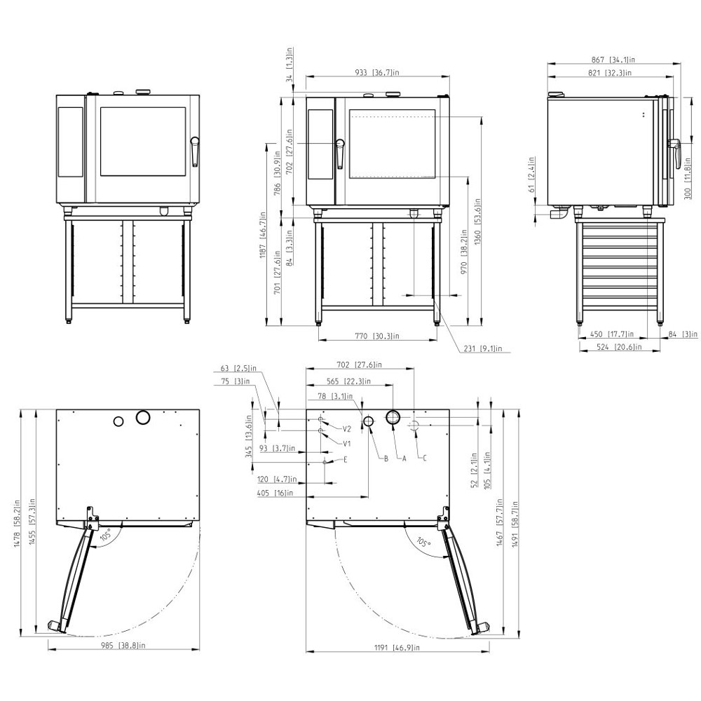 картинка Пароконвектомат Retigo B611I VISION II 600x400 с держателем AC19-3090